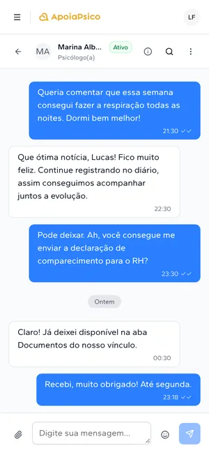 A mesma conversa no celular do paciente.